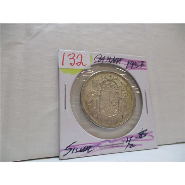 1957 CANADA SILVER HALF DOLLAR