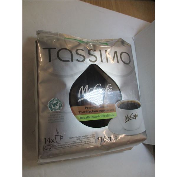 FREIGHT DAMAGE (AS IS):  TASSIMO MCCAFE DECAF COFFEE PODS (14) - BAG