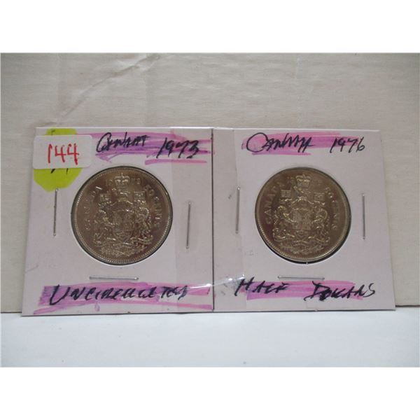 1973 - 1976 UNCIRCULATED CANADA HALF DOLLARS