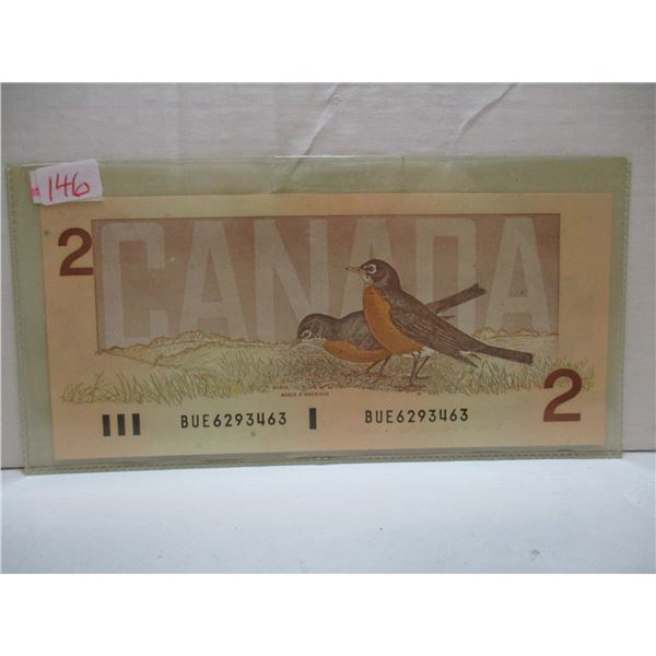 1986 BIRD SERIES UNCIRCULATED LAST OF CANADA $2 BILL