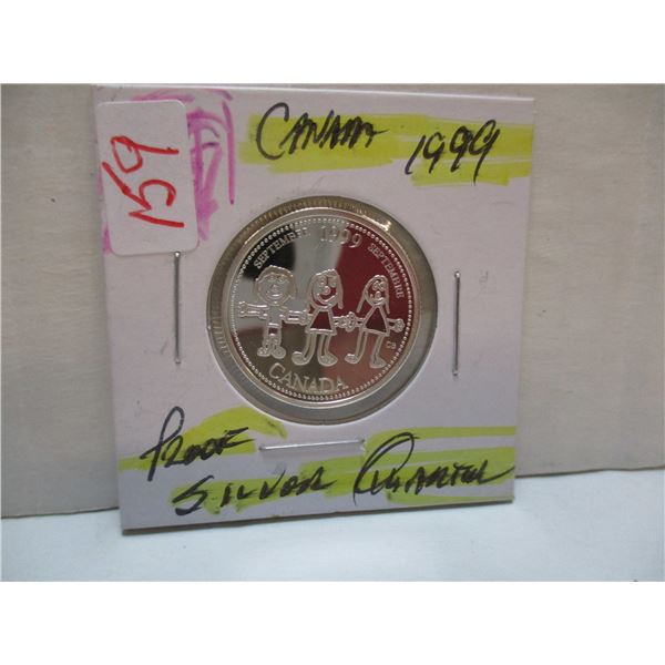 1999 PROOF CAMEO CANADA SILVER QUARTER