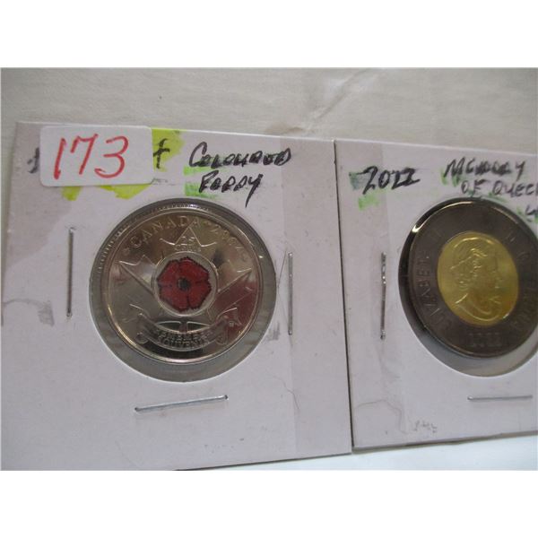 2004 COLORED POPPY & 2022 MEMORY OF QUEEN ELIZABETH COIN SET