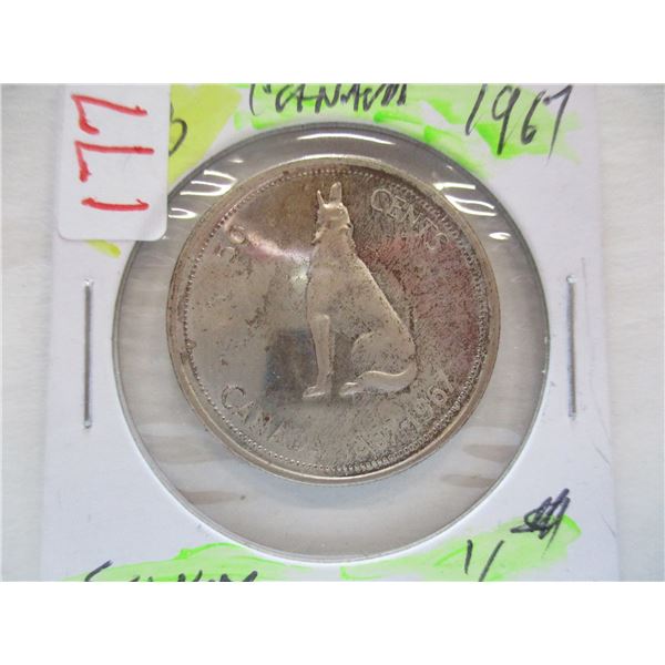 1967 CANADA WOLF SILVER HALF DOLLAR