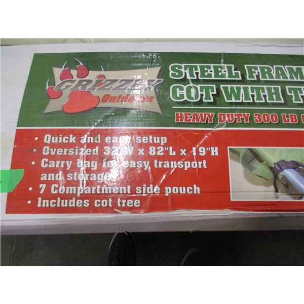 FREIGHT DAMAGE (AS IS):  300 LB CAPACITY STEEL FRAME CAMP COT