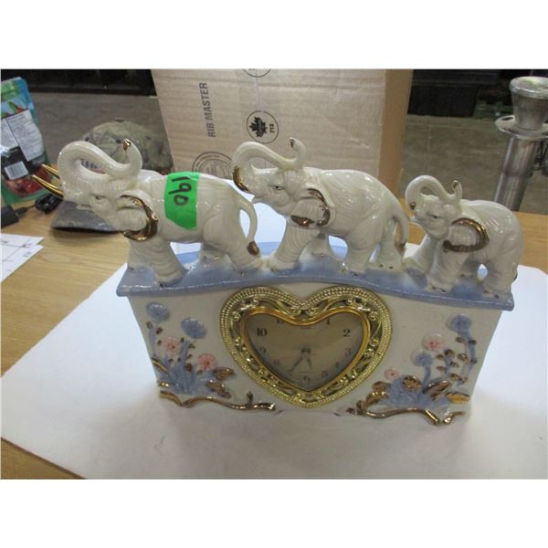 BATTERY OPERATED ELEPHANT MANTLE CLOCK