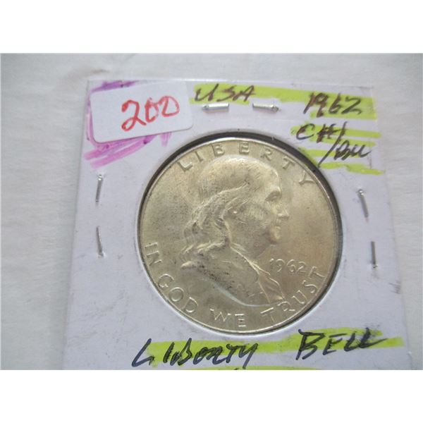 1962 CH/BU USA LIBERTY SILVER HALF DOLLAR