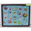 Image 1 : VINTAGE BUTTONS/PINS IN DISPLAY CASE