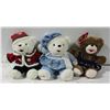 Image 1 : 3 MEDIUM YEARLY CHRISTMAS TEDDY BEARS 2004, 2008