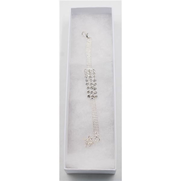 CLEAR RHINESTONE BRACELET 6" EXTENDS TO 9"