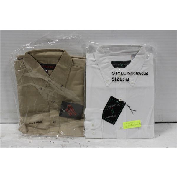 NEW MEN'S SHIRTS 1 WHITE 1 TAN SIZE M