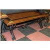 Image 2 : WOOD INLAID COFFE TABLE WITH METAL LEGS