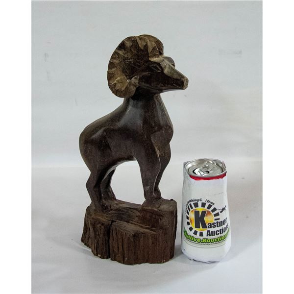 WOODEN RAM CARVED STATUE