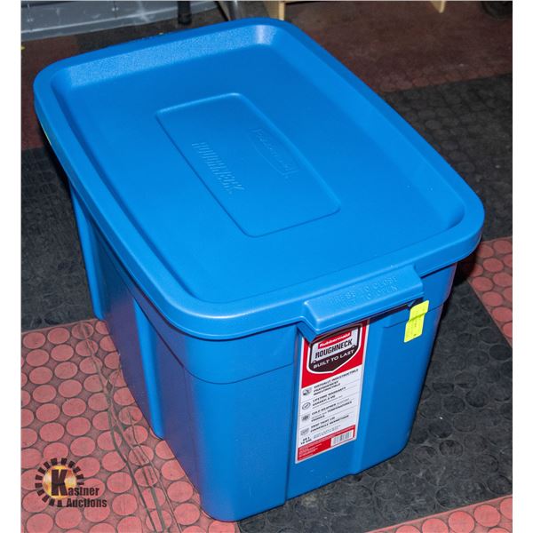 NEW RUBBERMAID 68 LITRE ROUGHNECK TOTE WITH LID