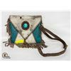 Image 1 : COWHIDE TURQOUISE COWGIRL FRINGE PURSE-ESTATE