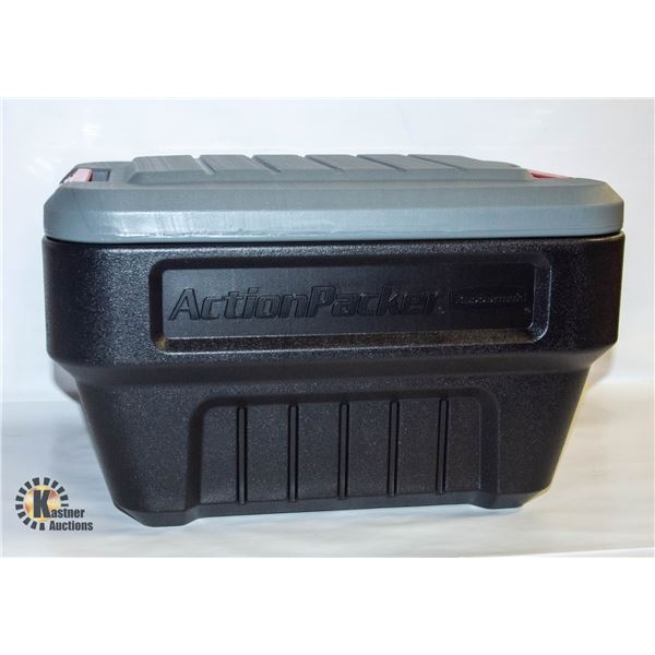 NEW RUBBERMAID ACTION PACK LOCKABLE TOTE 30.2