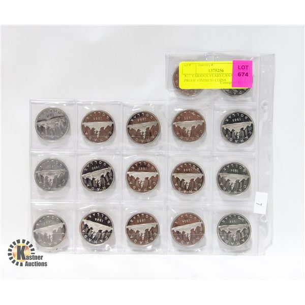 X17 VARIOUS YEARS CANADA PROOF FINISH $1 COINS