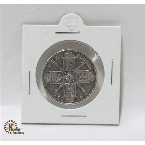 1916 SILVER GREAT BRITAIN ONE FLORIN COIN