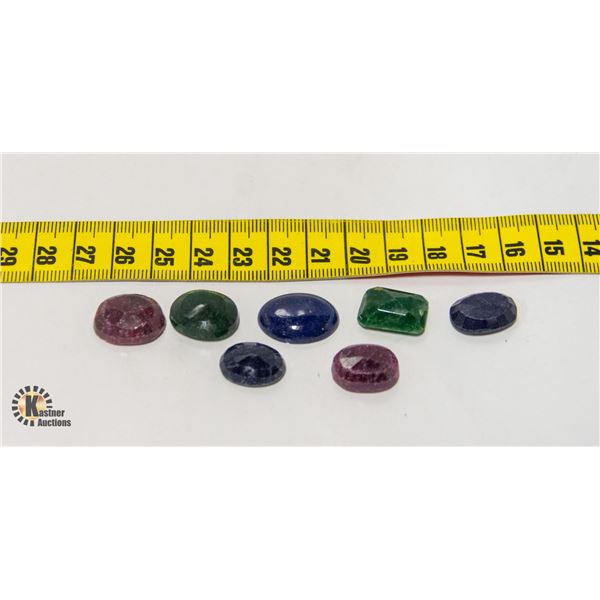 98CTS NATURAL RUBY, EMERALD, SAPPHIRE, LAPIS GEMS