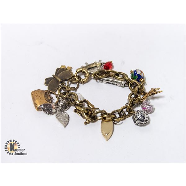 CHARM BRACELET WITH ASSORTMENT OF CHARMS