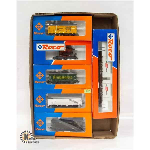 FLAT OF 6 VINTAGE ROCO HO TRAIN CARS