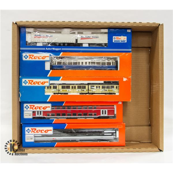 FLAT OF 5 VINTAGE ROCO HO TRAIN CARS