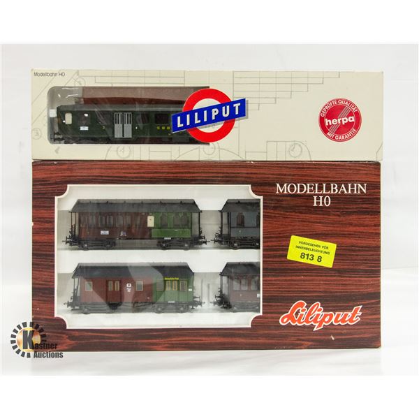 FLAT OF 5 VINTAGE LILIPUT HO TRAIN CARS