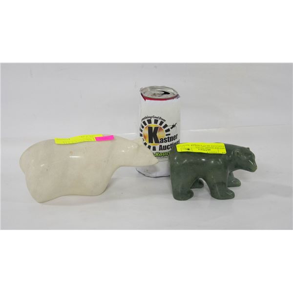 VINTAGE HANDCARVED SOAPSTONE BEARS - LOT OF 2