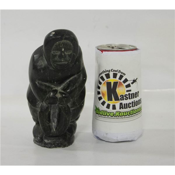 VINTAGE HANDCARVED SOAPSTONE HUNTER 6.5" TALL