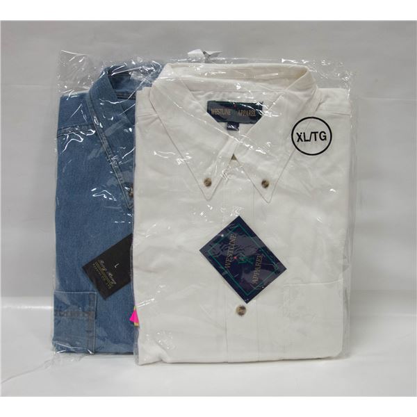 NEW MEN'S SHIRTS 1 DENIM 1WHITE SIZE XL