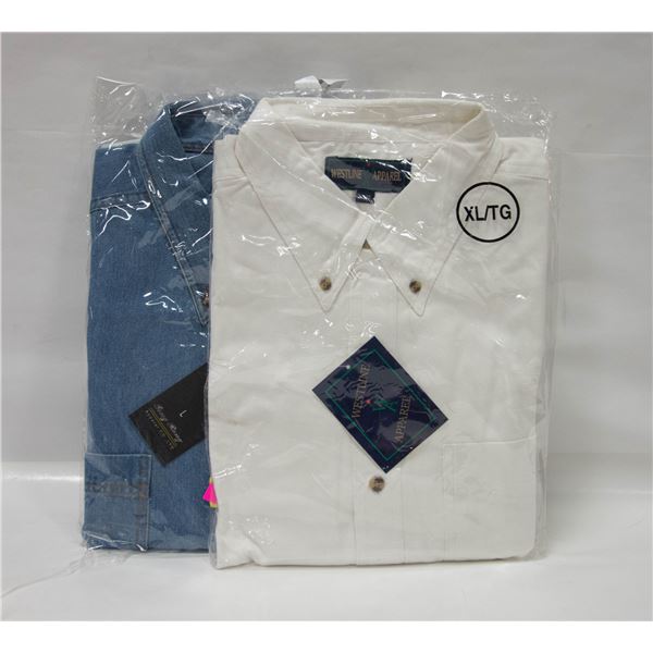 NEW MEN'S SHIRTS 1 DENIM 1WHITE SIZE XL