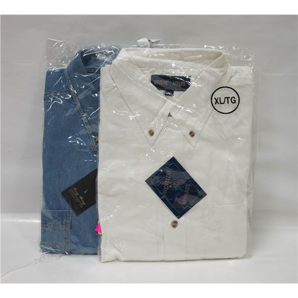 NEW MEN'S SHIRTS 1 DENIM 1WHITE SIZE XL