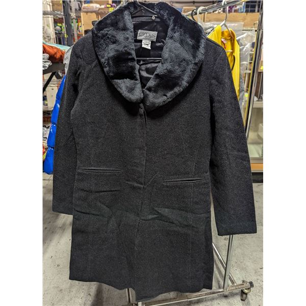 NEW LADIES FAUX FUR BLACK PEACOAT BLACK SIZE 38