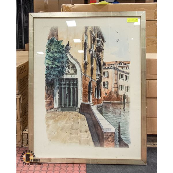 MID DAY IN VENICE FRAMED ART 26" X 34"