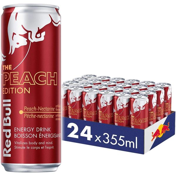 NEW CASE OF RED BULL PEACH EDITION ENERGY DRINKS