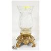 Image 1 : SOLID BRASS BASE GENUINE CRYSTAL VASE 18" TALL
