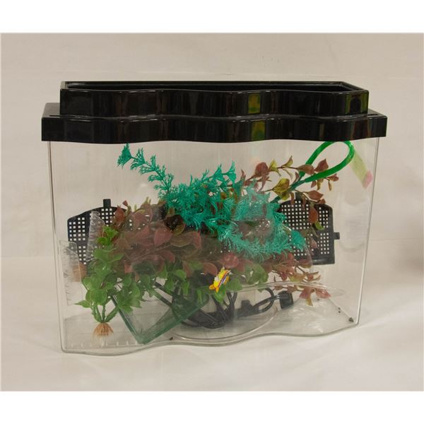 SMALL FISH TANK W/PUMP & PLANTS