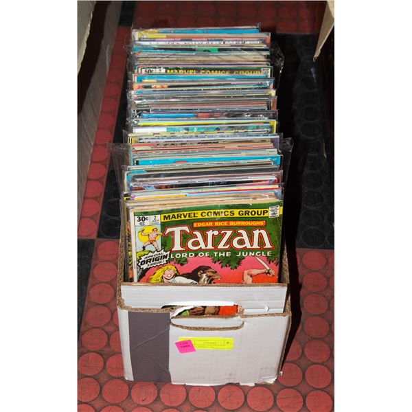 BOX OF ASSORTED VINTAGE COMICS APPROX 140