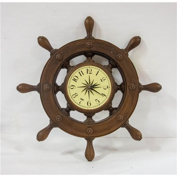 VINTAGE - SHIPS WHEEL CLOCK