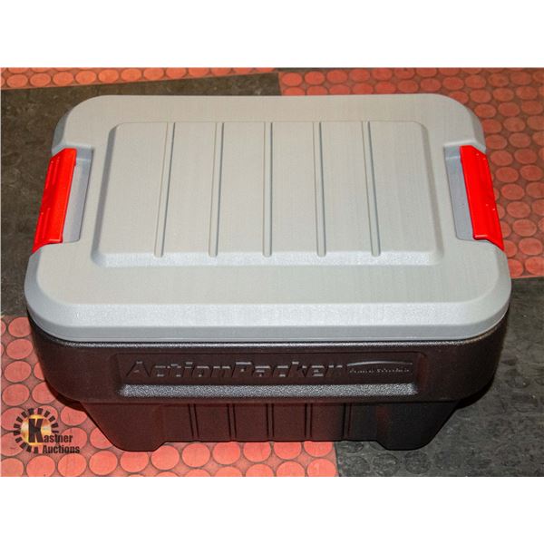 NEW RUBBERMAID ACTION PACK LOCKABLE TOTE 30.2L