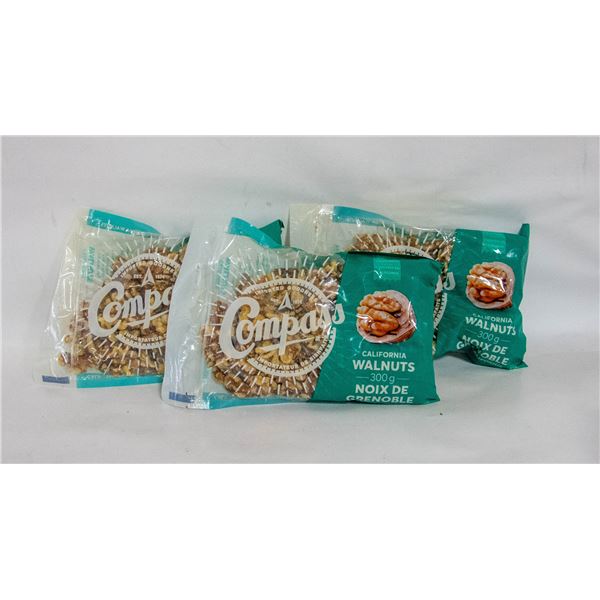 3 CALIFORNIA WALNUT PACKS 300 GRAM BAGS BB 6/24