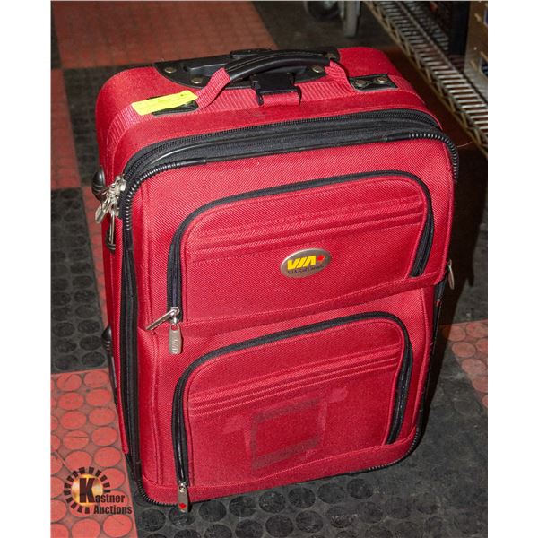 RED CARRY-ON "VIA" SUITCASE