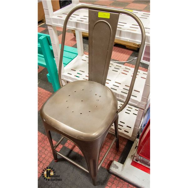 METAL SHOP STOOL WITH BACK REST (BAR HEIGHT)
