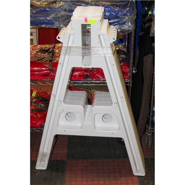 FOUR A-FRAME BARRICADES. 7LBS EACH MODEL 300042