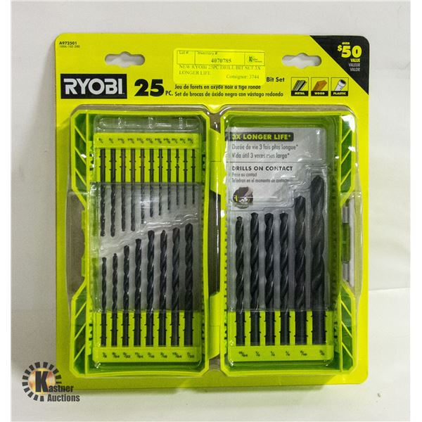 NEW RYOBI 25PC DRILL BIT SET 3X LONGER LIFE