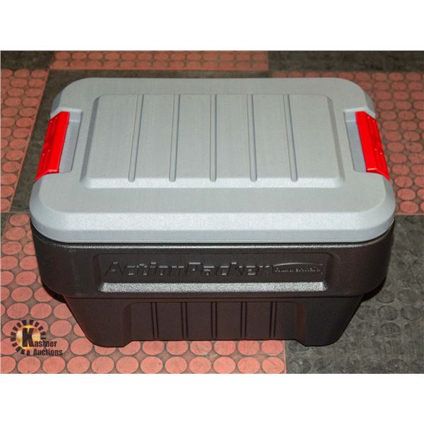 NEW RUBBERMAID ACTION PACK LOCKABLE TOTE 30.2L