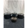 Image 1 : 4 Graniteware Pots With Lids