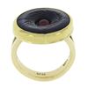 Image 7 : 14k Gold Round Carved Black Mother Of Pearl w/ Cabochon Carnelian Button Ring