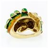 Image 6 : Vintage 18K Yellow Gold Multi Color Enamel Large Dragon or Fish Wrap Band Ring