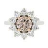Image 6 : Platinum & 18k Gold GIA Fancy Pinkish Brown Diamond Flower Halo Engagement Ring