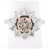 Image 9 : Platinum & 18k Gold GIA Fancy Pinkish Brown Diamond Flower Halo Engagement Ring